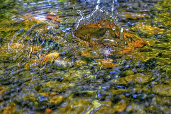 Respingo Água Uma Pequena Corrente Colorida — Fotografia de Stock