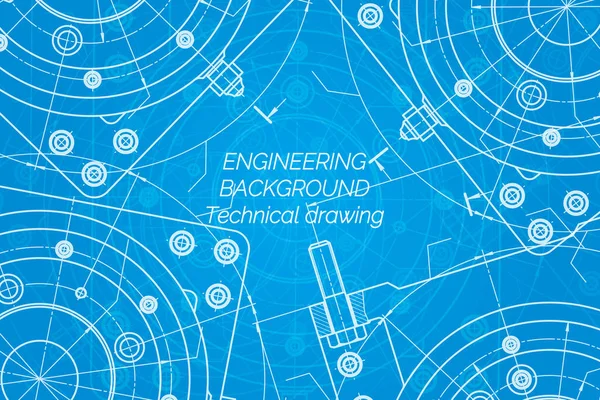 Mavi arka planda makine mühendisliği çizimleri. Değirmen makinesi Milli. Teknik Tasarım. Koruyun. Ayrıntılı plan.