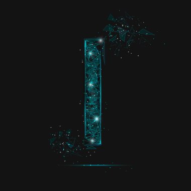 Bir numaranın soyut mavi görüntüsü. Çokgen çizimler, gece gökyüzündeki yıldızlara benzer. Ya da cam kırıklarına. Web sitesi, web, internet için dijital tasarım