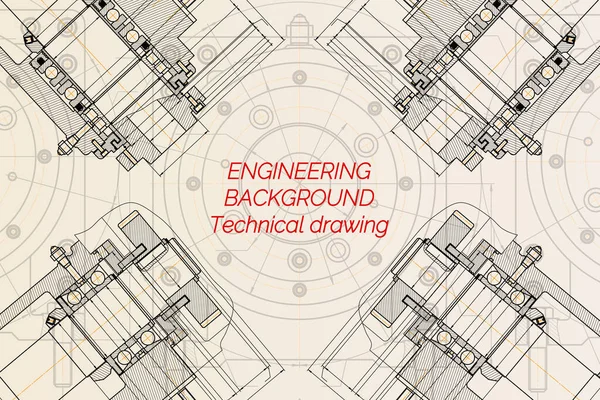 Машинобудування Креслення Світлому Фоні Фрезерний Верстат Шпинделя Технічний Дизайн Обкладинка — стоковий вектор