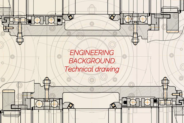 Desenhos Engenharia Mecânica Fundo Claro Fuso Máquina Fresar Design Técnico — Vetor de Stock