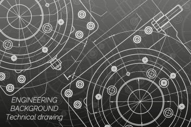 Siyah arka planda makine mühendisliği çizimleri. Değirmen makinesi Milli. Teknik Tasarım. Koruyun. Ayrıntılı plan.