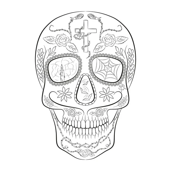 Geleneksel şeker kafatası. Ölüler Günü için tasarım elementi.