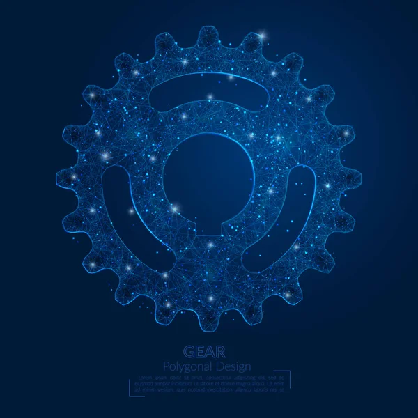 Bir dişlinin soyut mavi görüntüsü. Çokgen çizimler, gece gökyüzündeki yıldızlara benzer. Ya da cam kırıklarına. Web sitesi, web, internet için dijital tasarım