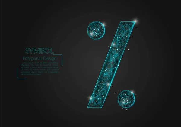 Yüzde işaretinin soyut mavi görüntüsü. Çokgen çizimler, gece gökyüzündeki yıldızlara benzer. Ya da cam kırıklarına. Web sitesi, web, internet için dijital tasarım.