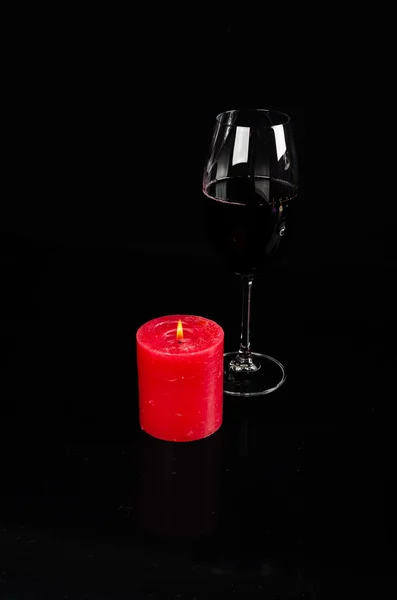 Víno se svíčkou — Stock fotografie