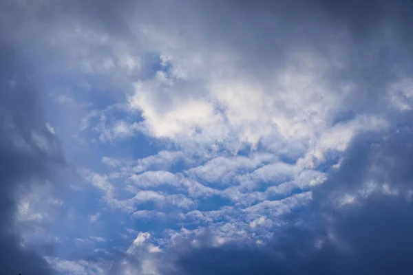 Blue sky with white and black clouds