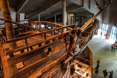 Vasa Müzesi, Stockholm, İsveç 'te antik bir gemi. seyahat fotoğrafı