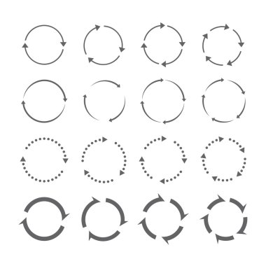 Gri daire vektör okları kümesi