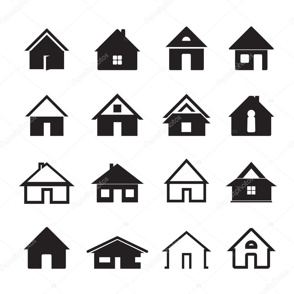 Black Vector Houses. Graphic Elements.