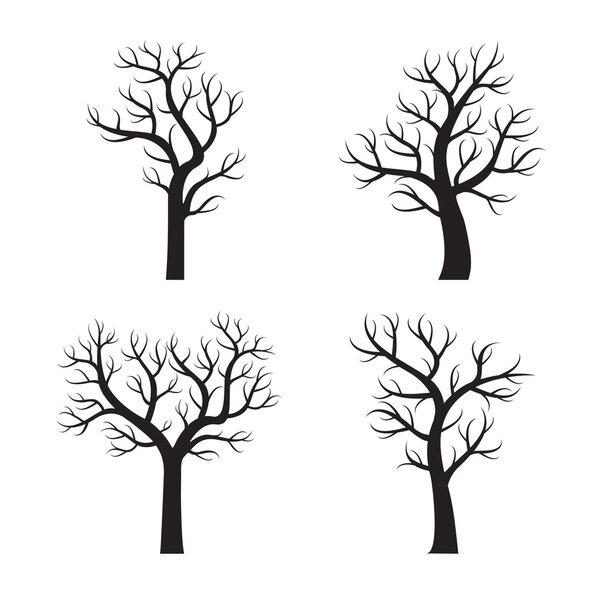 Group of black Trees. Vector Illustration.