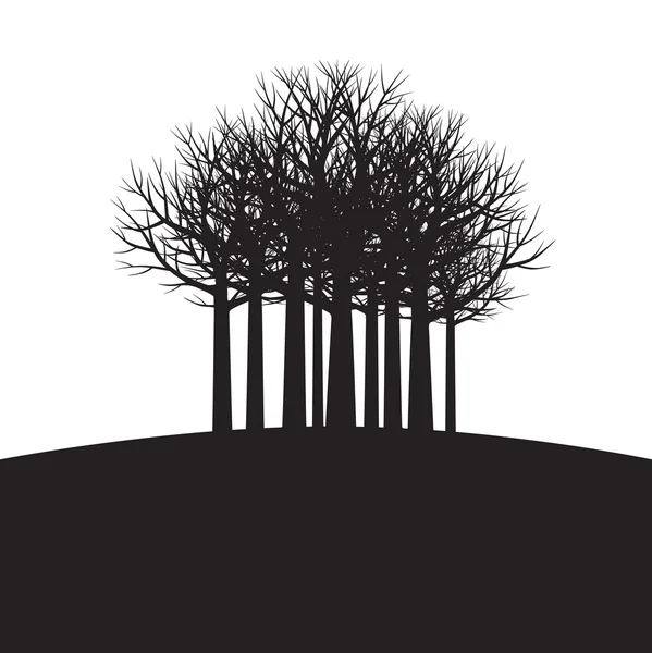 Vorm van groep zwarte bomen. Vectorillustratie. — Stockvector