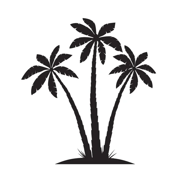 Conjunto de palmeiras negras. Ilustração vetorial sobre fundo branco — Vetor de Stock