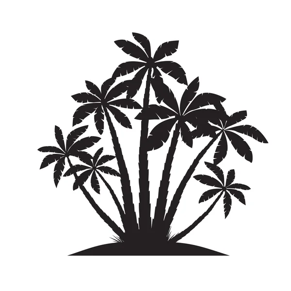 Set of Black Palm Trees. Vector illustration on white background — Stock Vector