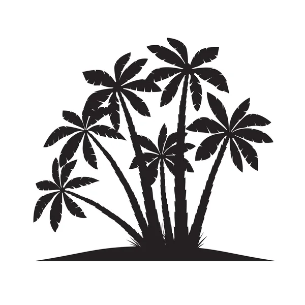 Conjunto de palmeras negras. Ilustración vectorial sobre fondo blanco — Archivo Imágenes Vectoriales