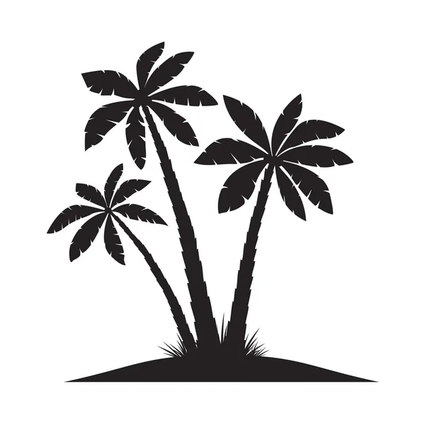 Conjunto de palmeiras negras. Ilustração vetorial sobre fundo branco —  Vetores de Stock