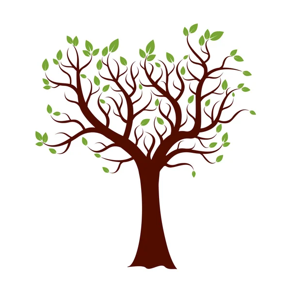 Shape of Tree, and Green Leafs. Vector Illustration. — Stock Vector