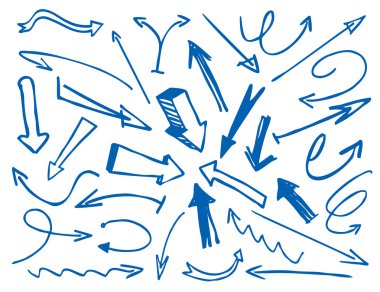 Mavi çizilen okları. Vektör çizim.