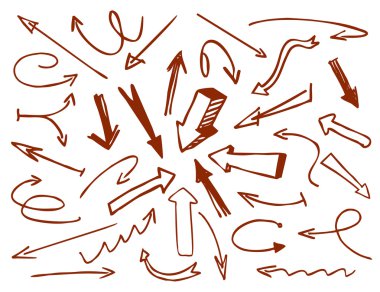 Kahverengi çizilen okları. Vektör çizim.