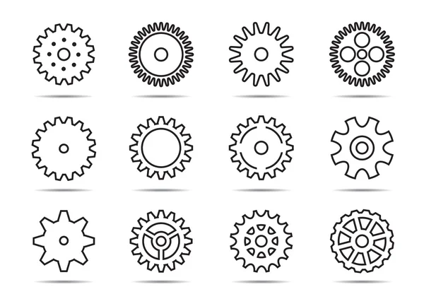 Set van grijze versnellingen. Vectorillustratie. — Stockvector