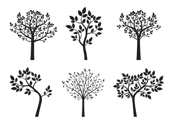 Coleção de árvores negras. Ilustração vetorial . — Vetor de Stock