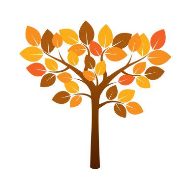 Sonbahar ağaç renk ve yapraklar. Vektör çizim.