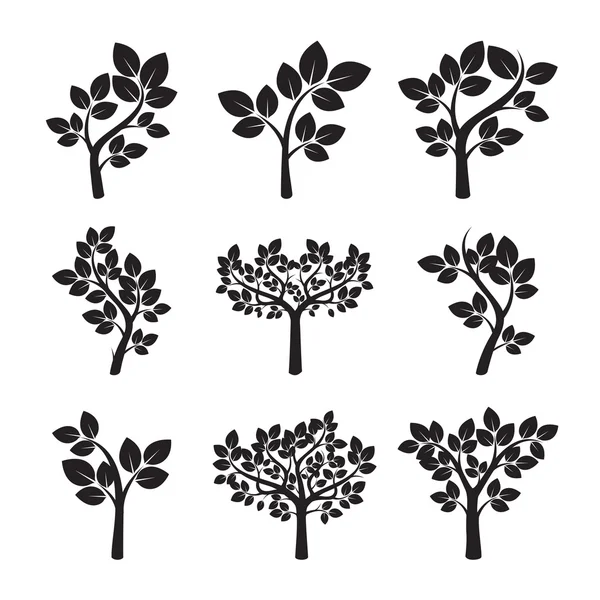 Ensemble d'arbres noirs. Illustration vectorielle . — Image vectorielle