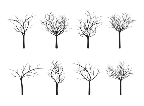 Σύνολο μαύρα δέντρα. Vector εικονογράφηση. — Διανυσματικό Αρχείο