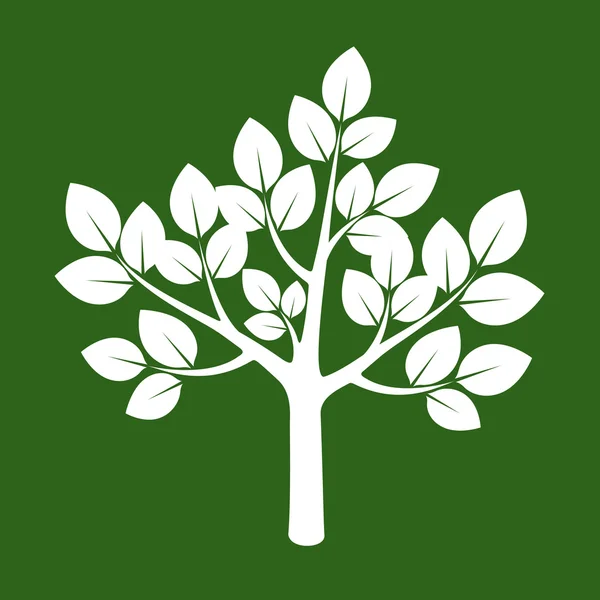 Árvore Branca e Fundo Verde. Ilustração vetorial . — Vetor de Stock