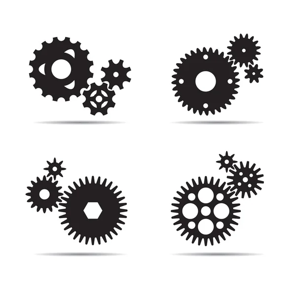 Set van zwart Gears. Vectorillustratie. — Stockvector