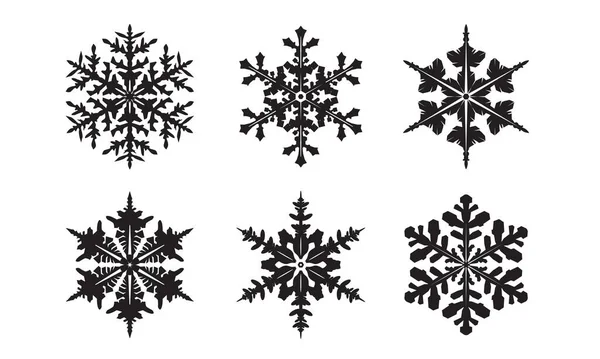 Χειμερινό Σετ Από Μαύρες Απομονωμένες Χιονισμένες Εικόνες Εικονογράφηση Διανύσματος — Διανυσματικό Αρχείο