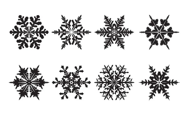 Χειμώνας Που Μαύρο Απομονωμένες Εικόνες Νιφάδες Χιονιού Εικονογράφηση Διανύσματος — Διανυσματικό Αρχείο
