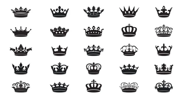 Set Vector King Crowns Icon White Background Vector Illustration Emblem — Stock Vector