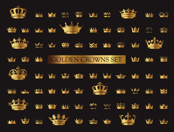 Kahramanca CROWN Koleksiyonu. Büyük simgeler. Vektör grafik. Altın.