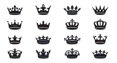 Beyaz arkaplandaki vektör kral simgesini taçlandırır. Vektör İllüstrasyonu. Amblem, simge ve Kraliyet sembolleri.