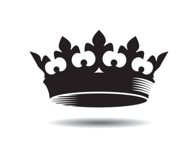 Siyah vektör kral tacı ve simgesi şeklinde. Vektör İllüstrasyonu.