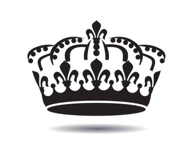 Siyah vektör kral tacı ve simgesi şeklinde. Vektör İllüstrasyonu.