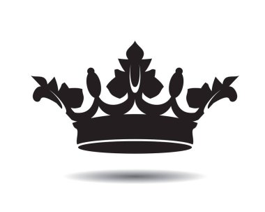 Siyah vektör kral tacı ve simgesi şeklinde. Vektör İllüstrasyonu.