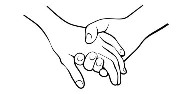 Beyaz arka planda iki el. Vektör İllüstrasyonu ve simgesi. 