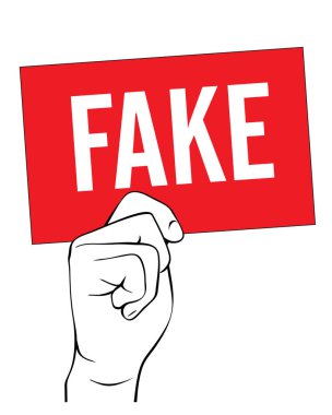 Kırmızı kart ve sahte el. Vektör İllüstrasyonu ve simgesi. 