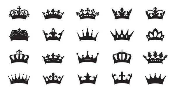 Set Vector King Icon Black Background Векторная Иллюстрация Эмблема Иконка — стоковый вектор