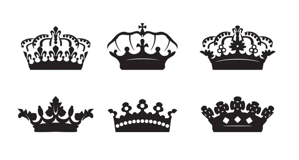 Conjunto Vetor Rei Coroas Ícone Fundo Branco Ilustração Vetorial Emblema — Vetor de Stock