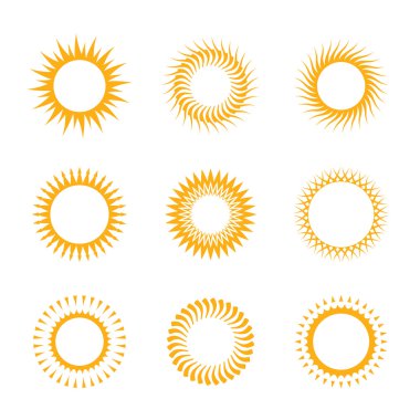 Set yellow symbol of sun