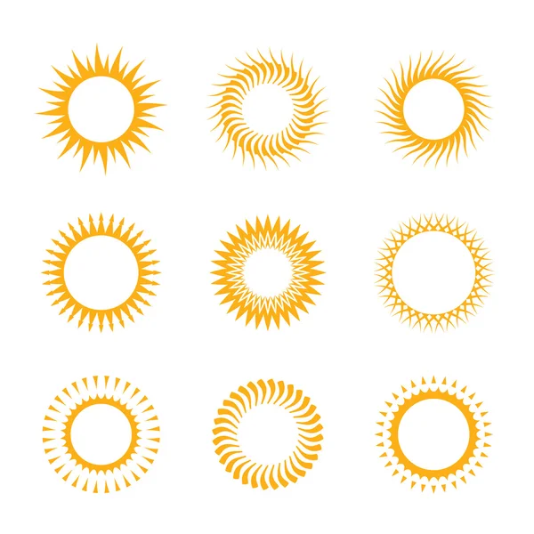 Set yellow symbol of sun — Stockfoto