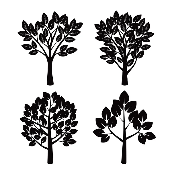 Ensemble d'arbre noir. Illustration vectorielle . — Image vectorielle