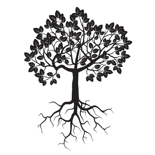 Ağaç ve kökleri. Vektör çizim.