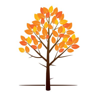 Ağaç ve renk yapraklar. Vektör çizim.