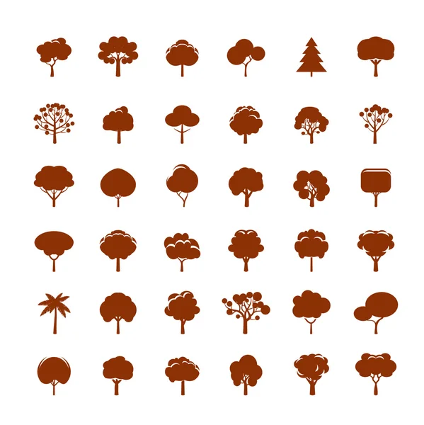 Coleção de árvores marrons. Ícones vetoriais . — Vetor de Stock
