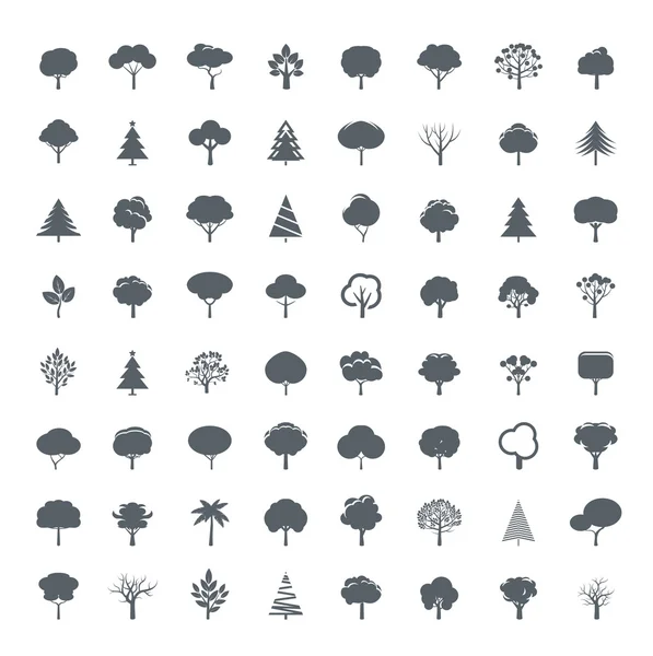 Collection d'arbres gris. Icônes vectorielles . — Image vectorielle