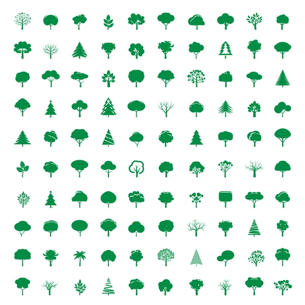 绿树的集合。矢量符号和图标. — 图库矢量图片
